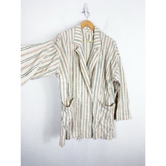 Anthropologie Maeve Danielle Blazer Large Striped Cream - Picture 10 of 12